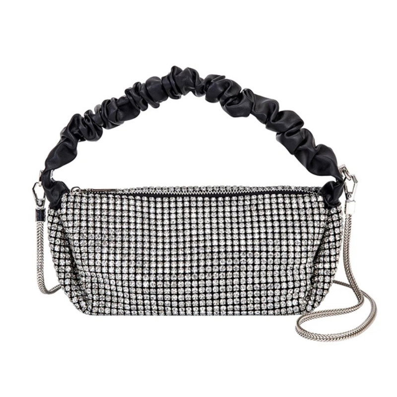 Bling Trim Ruched Handle Crossbody Bag